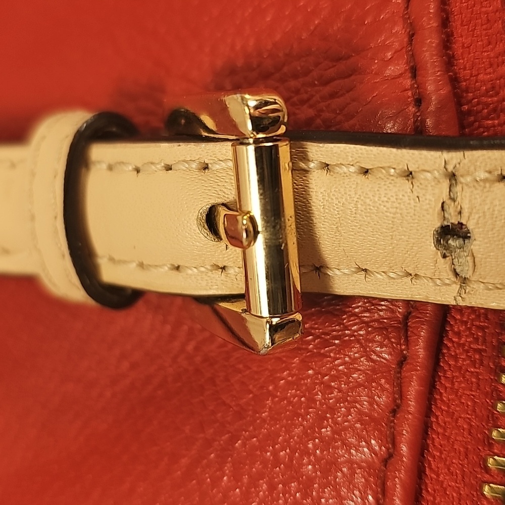 Michael Kors Red Pebbled Leather Tote - Picture 13 of 16